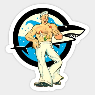 Shark the terror of the ocean with his tattooed sailor friend Sticker